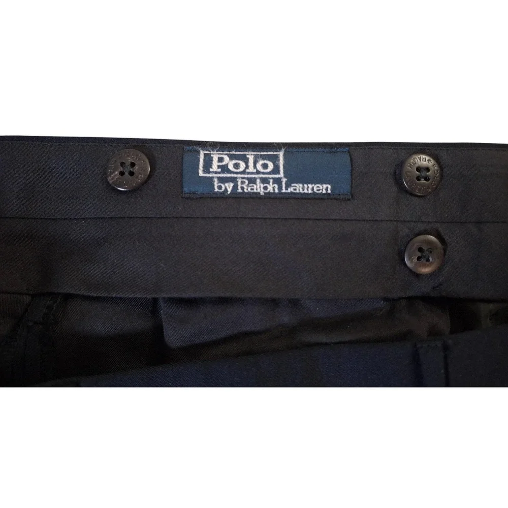 Polo Ralph Lauren Pants Men's EUR 44 US 36 Navy Virgin Wool Pleated Cuffed Italy